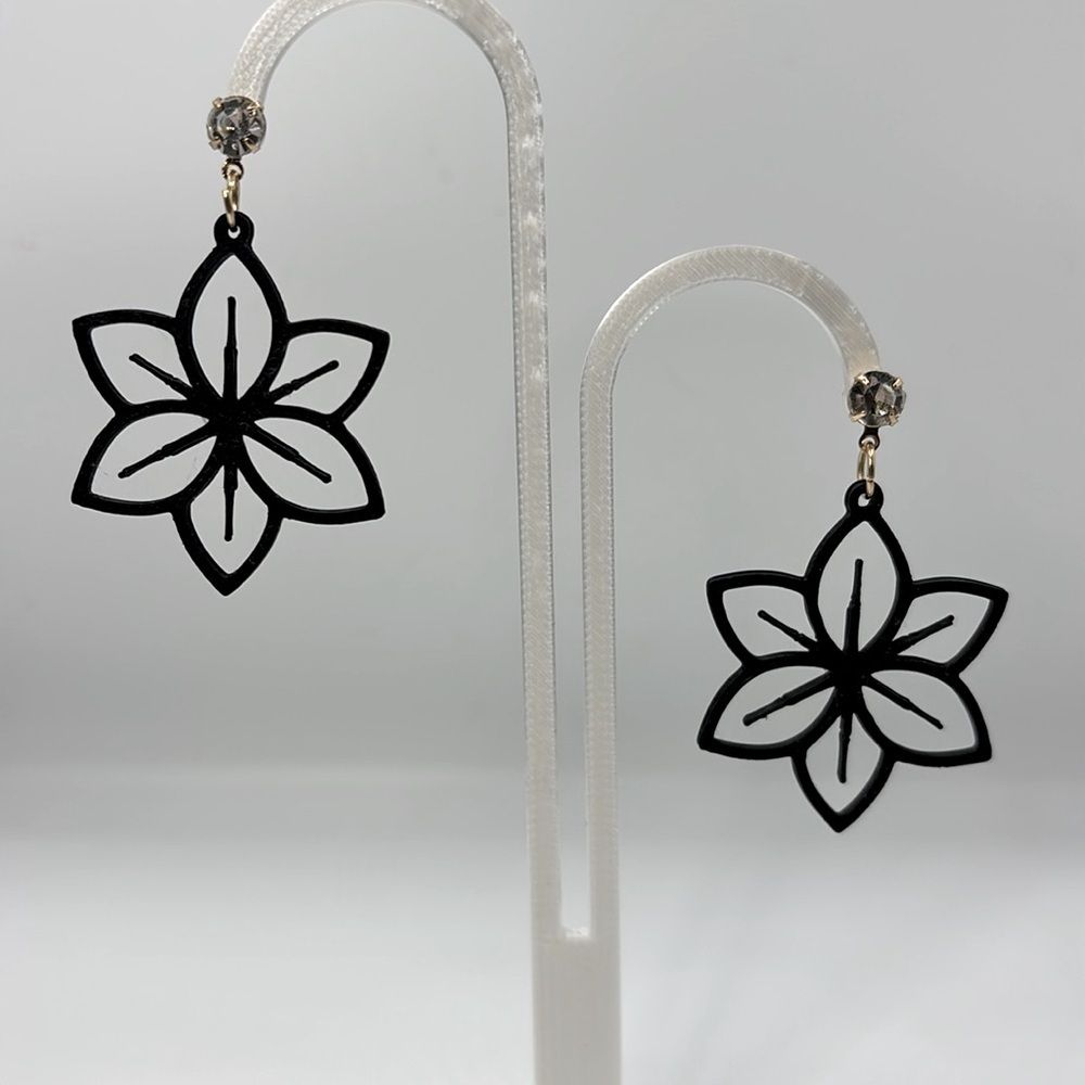 Black Floral Earrings - Picture 5 of 5